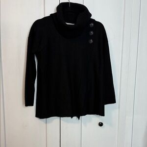 Ellen Tracy Black Cowl Neck Sweater 100% Merino wool medium